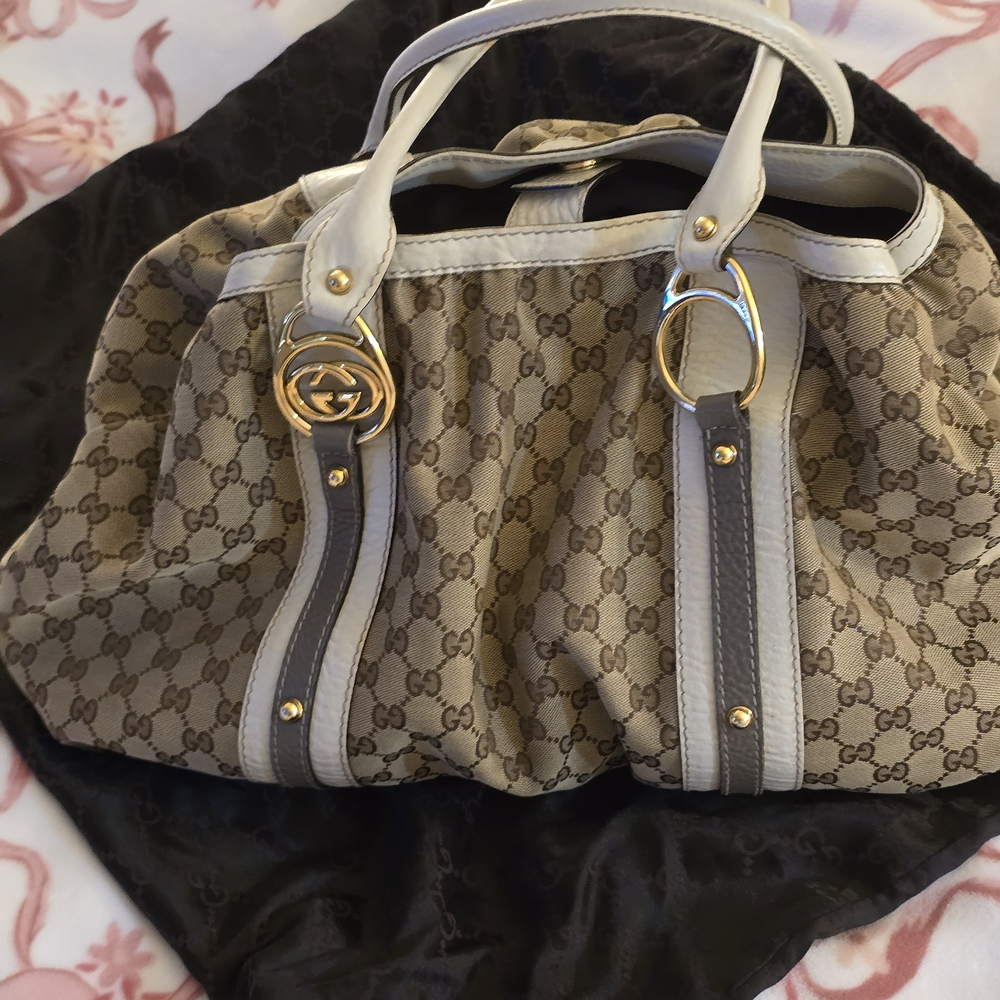 Gucci Tan and Gray Shoulder Bag